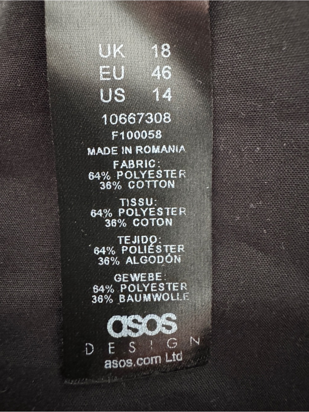 ASOS Design Black Long Sleeve Dress, Size 14 - EUC - Picture 6 of 6